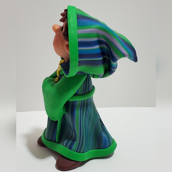 Vintage Small Fry sculpture little wizard with green cloak art Folk Art - Picture 2 of 13